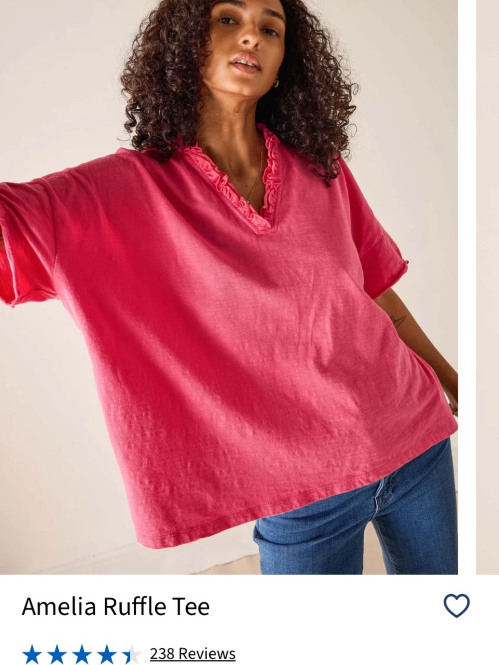 Mersea Amelia raspberry ruffle tee - one size, petite - Picture 6 of 10